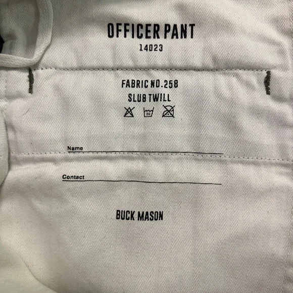 Buck Mason Officer Pant in sage green Slub Twill - Picture 4 of 8